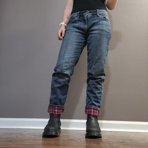 Eddie Bauer women's petite flannel lined boyfriend jeans - 0P